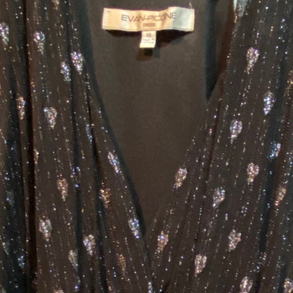 Evan-Picone, sleeveless, black and silver, summer, midi cockatil dress. Size 10 - Picture 2 of 7